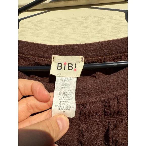 Anthropologie Bibi Lou Jackie Textured Puff Sleeve Top Brown Medium - Picture 6 of 6